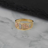 10k & 14k Gold Evora Tricolor Lucky Motif Ring