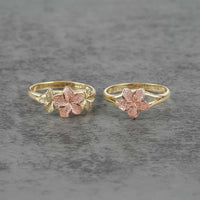 10k & 14k Gold Fiori Hibiscus Flower Tricolor Ring