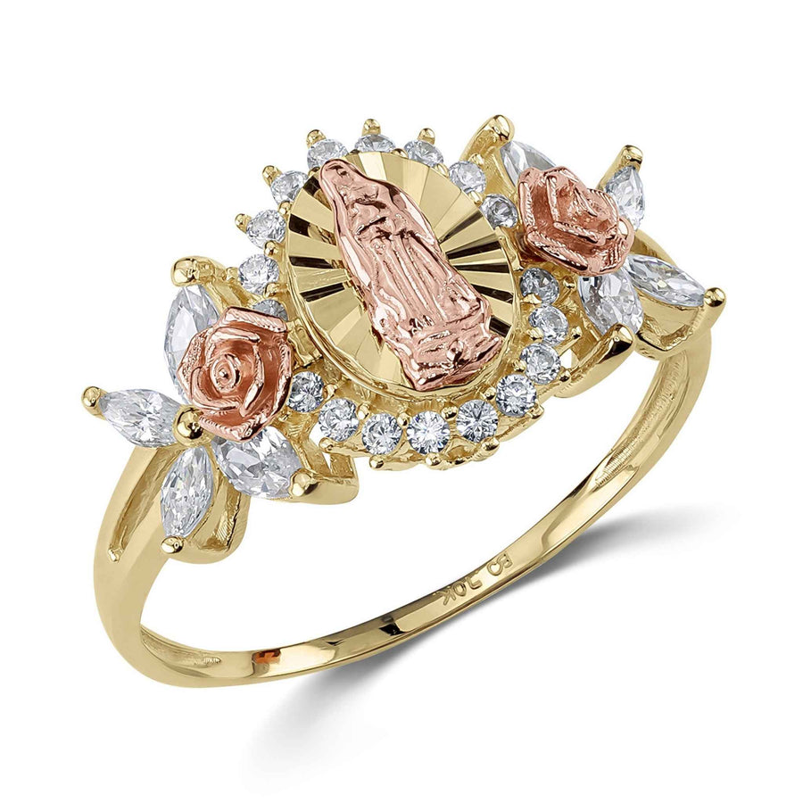 10k & 14k Gold Guadalupe Blingin Two-Tone Ring with cubic zirconia accents on a white background.