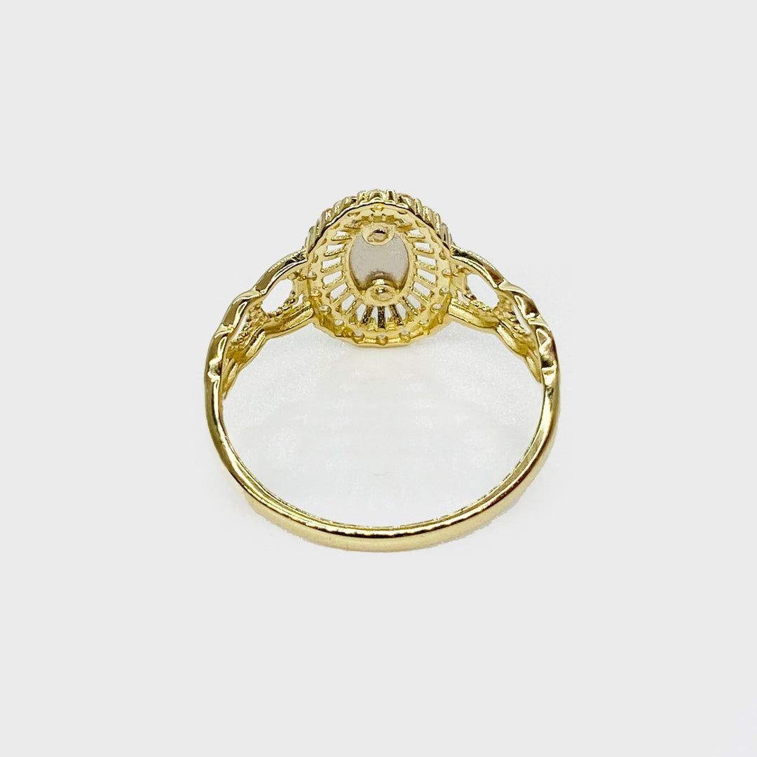 10k - 14k Gold ring with Virgin Mary Tri-color Oval design back view 