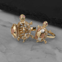 10k & 14k Gold Hidden Turtle Locket Ring