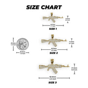 Size chart infographic displaying dimensions for Size 1, Size 2, and Size 3 pendants.