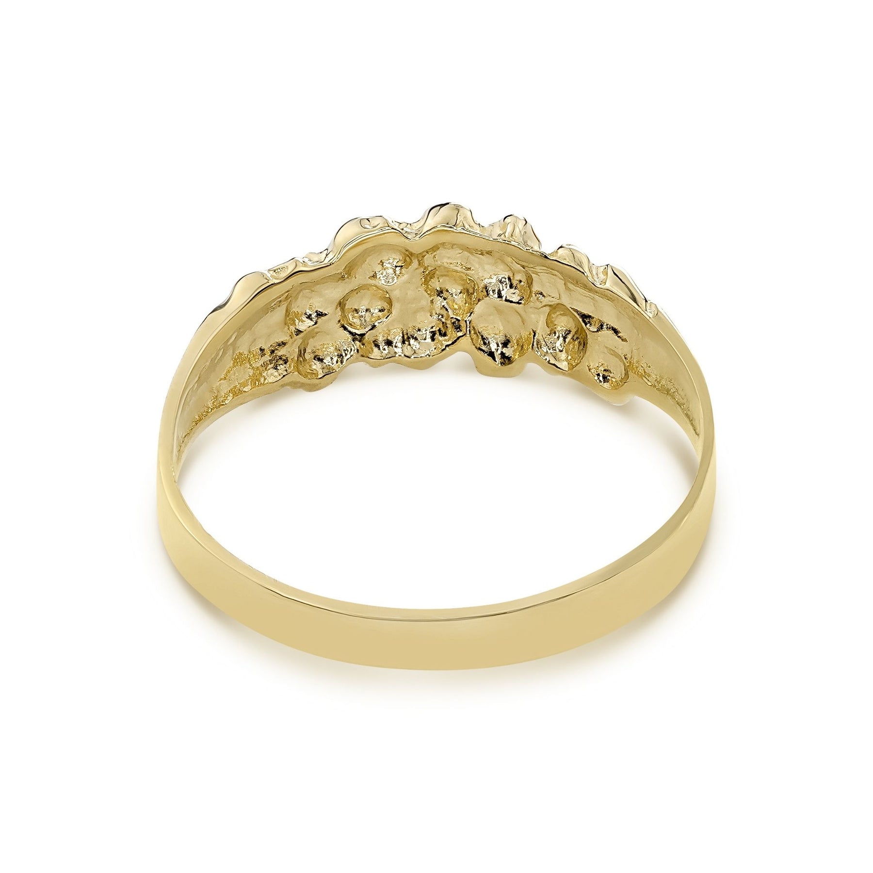 Inner view of gold Lina slim nugget band ring on a white background.