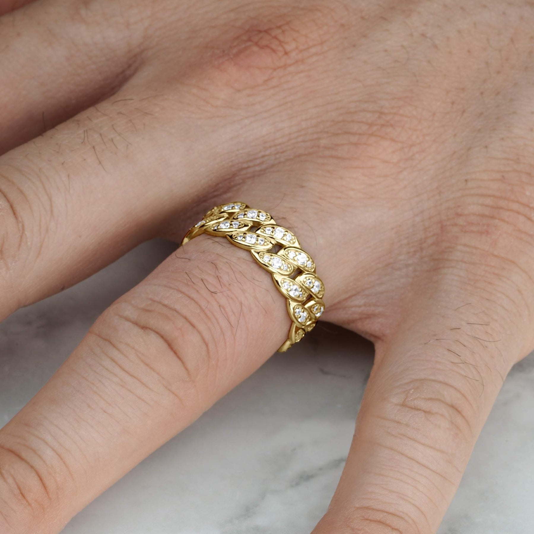 10k & 14k Gold Luxe Cuban CZ Band Ring