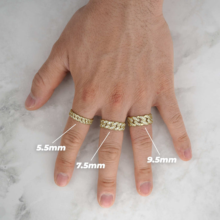 10k & 14k Gold Luxe Cuban CZ Band Ring