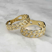 10k & 14k Gold Luxe Cuban CZ Band Ring