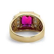 Back view of 10k & 14k Gold Lxo Rectangle Signet Ring showing the hollow basket setting.