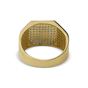 Gold Oren square signet ring interior back view with textured pattern on white background.