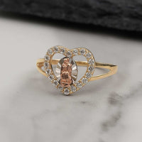 10k & 14k Gold Orex Virgin Mary Heart CZ Ring
