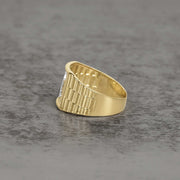 Side profile detailing of the 10k & 14k Gold Praying Hands Rollie Ring.