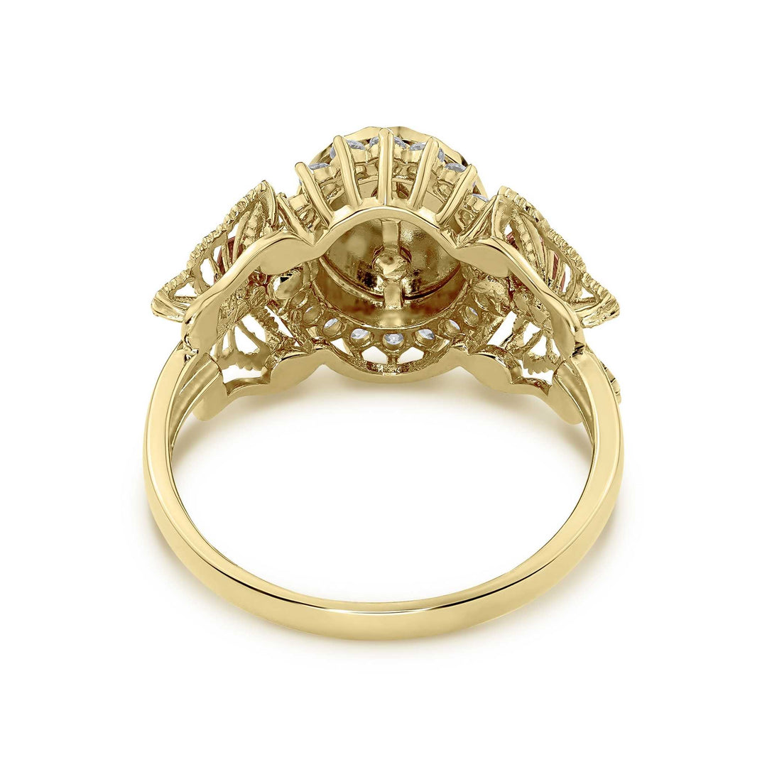 Inner view of tri-color gold Quinceañera Blanco ring on a white background.