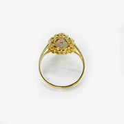 10k - 14k Gold  Quinceanera Bloom Rose ring back view on a white background.