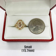 10k - 14k Gold  Quinceanera Bloom Rose with a quarter for size reference.