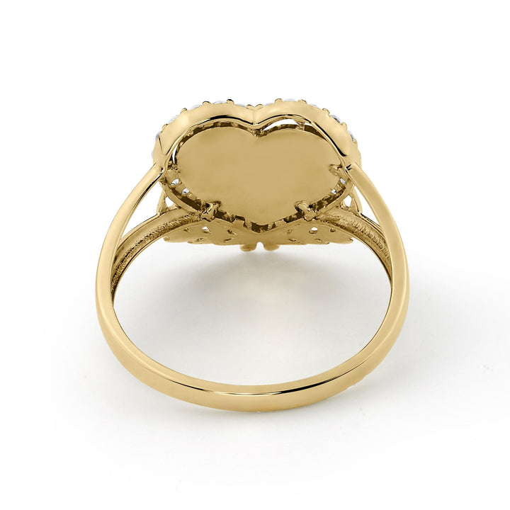 Back view of 10k 14k gold quinceanera two-tone heart wing ring.
