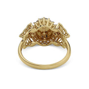 Back view of a gold two-tone Quinceañera 15 ring on a white background.