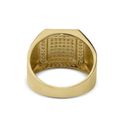 Gold Ren square signet ring back view with textured pattern on white background.