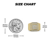 Gold Ren square signet cubic zirconia ring size chart with millimeter measurements.