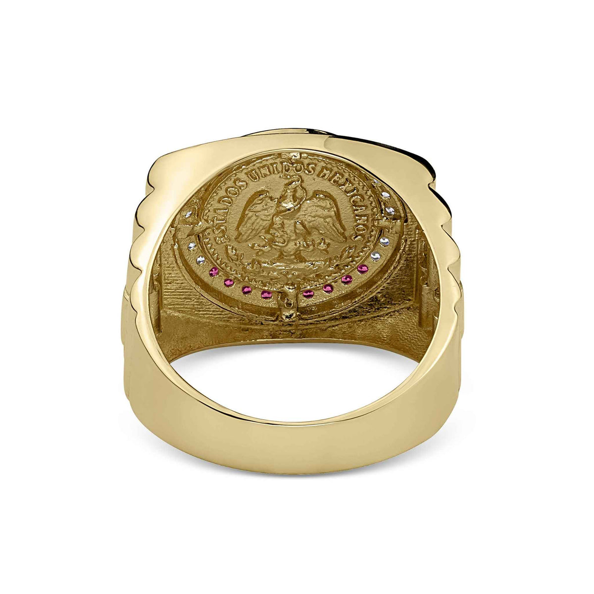 10k - 14k gold Centenario ring back view showing luxury-style band design