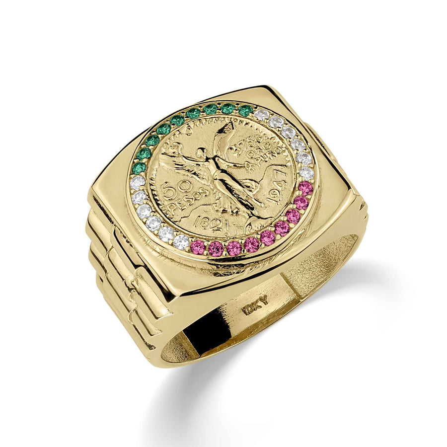 10k - 14k gold Centenario 50 Pesos ring main view on white background