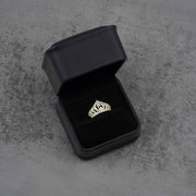 10k - 14k gold ring with a crown and number 15 design in a black jewelry box 