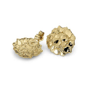 10k and 14k gold round nugget stud earrings, front and back views.