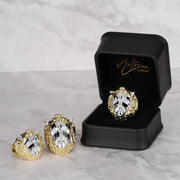 10k & 14k Gold Classic Two-Tone Lion Ring displayed inside a luxury black gift box.