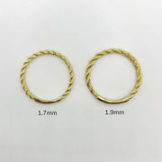 14k gold ultra slim rope string band ring, close-up detail view