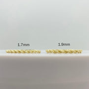 10k gold ultra slim rope ring on a white background, front view