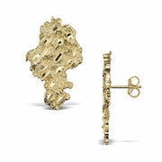 10k and 14k gold vintage nugget stud earrings, front and side views.