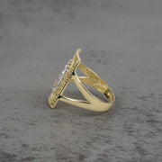 10k - 14k gold ring rectangle shape with Virgin Mary design side view