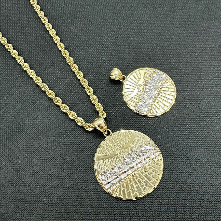 10k & 14k Gold Last Supper Two-tone Lightweight Pendant Necklace