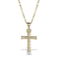 10k & 14k Gold Loyal Greek Key Cross Pendant Necklace