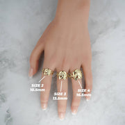 Yellow gold classic horse horseshoe signet rings in Sizes 2, 3, and 4.