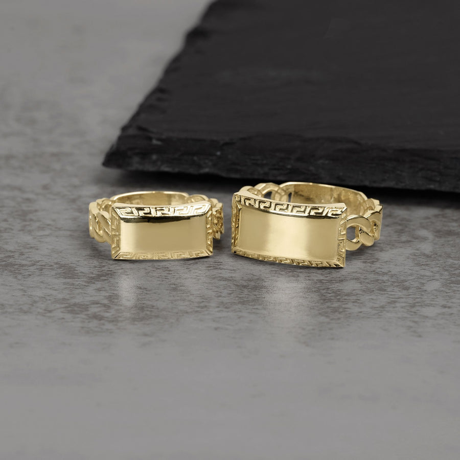 10k & 14k Gold Relic Personalize Rectangular ID Cuban Ring