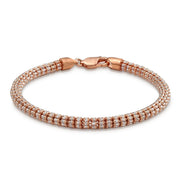Two-tone rose and white gold classic ice chain bracelet on white background.
