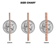 Three rose gold two-tone classic ice chains in 2.5mm, 3.5mm, and 4.5mm sizes.