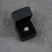 10k - 14k Gold ring with a heart and number 15 design in an open black jewelry box 