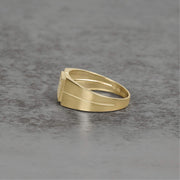 Side profile of the 10k & 14k Square Oren Band Ring highlighting its solid band design
