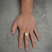 10k & 14k Square Signet Bling Classic Ring shown on a model's ring finger.