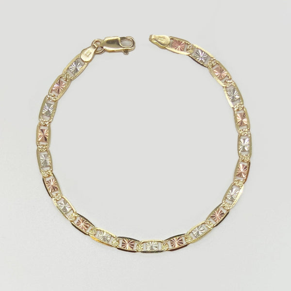 10k & 14k Gold Tri-Color Valentino Link Bracelet/Anklet