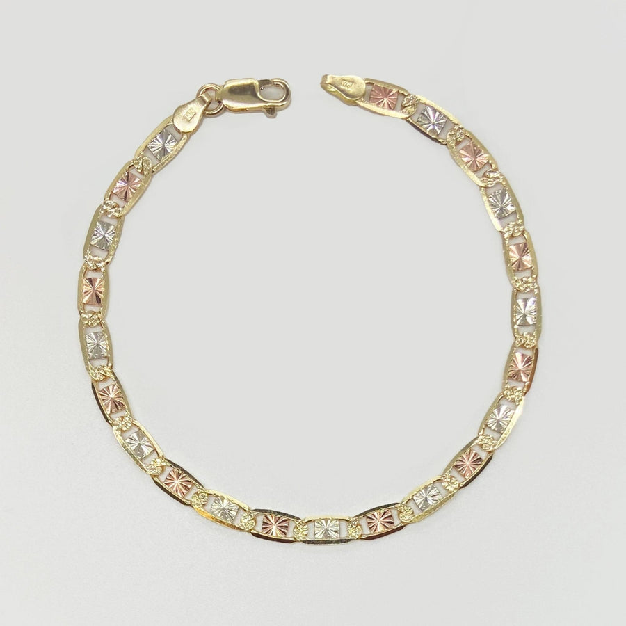 10k & 14k Gold Tri-Color Valentino Link Bracelet/Anklet