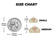 Virgin Mary Guadalupe royal crown ring dimensions size chart next to a quarter.