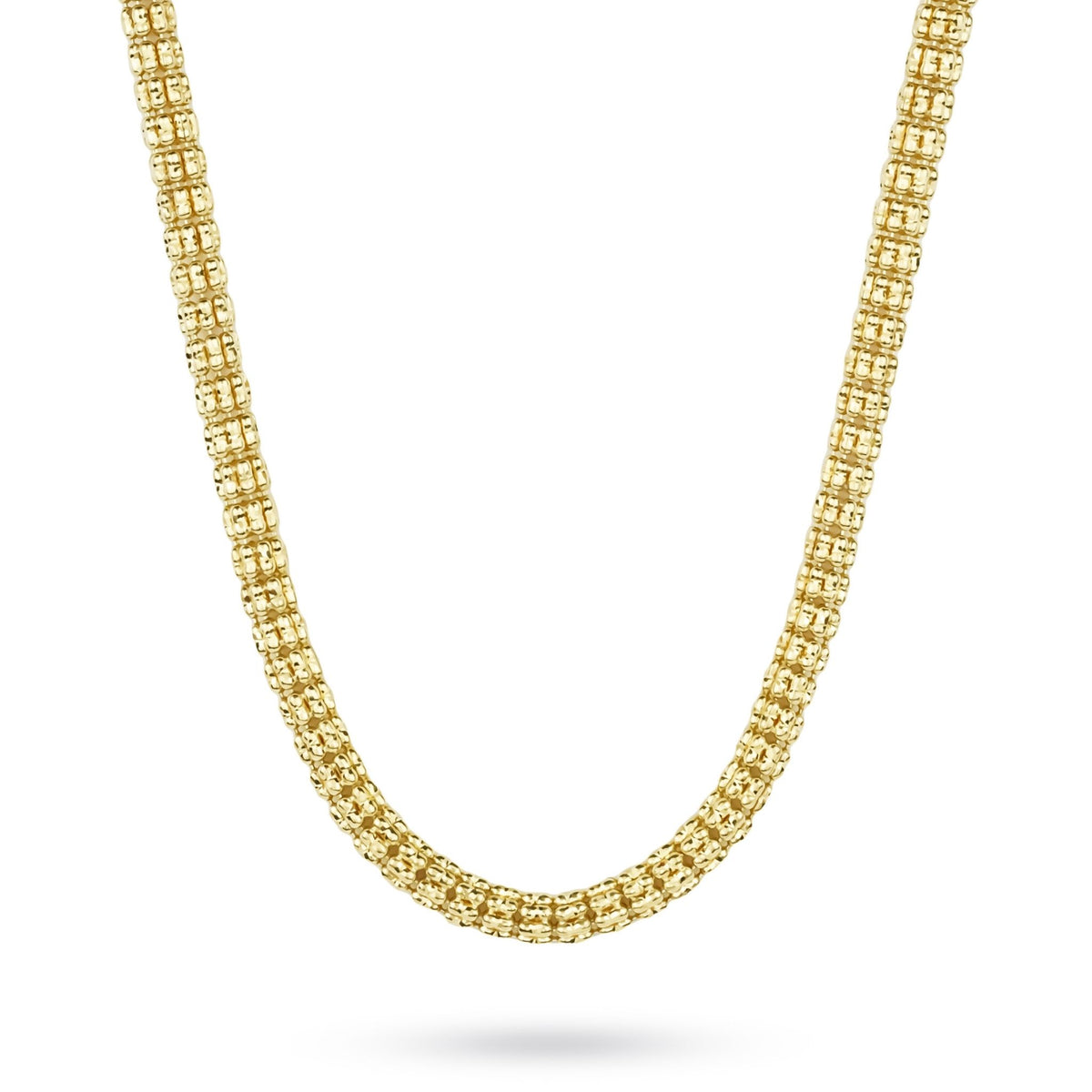 10k & 14k yellow gold solid classic ice chain necklace displayed on a white background.