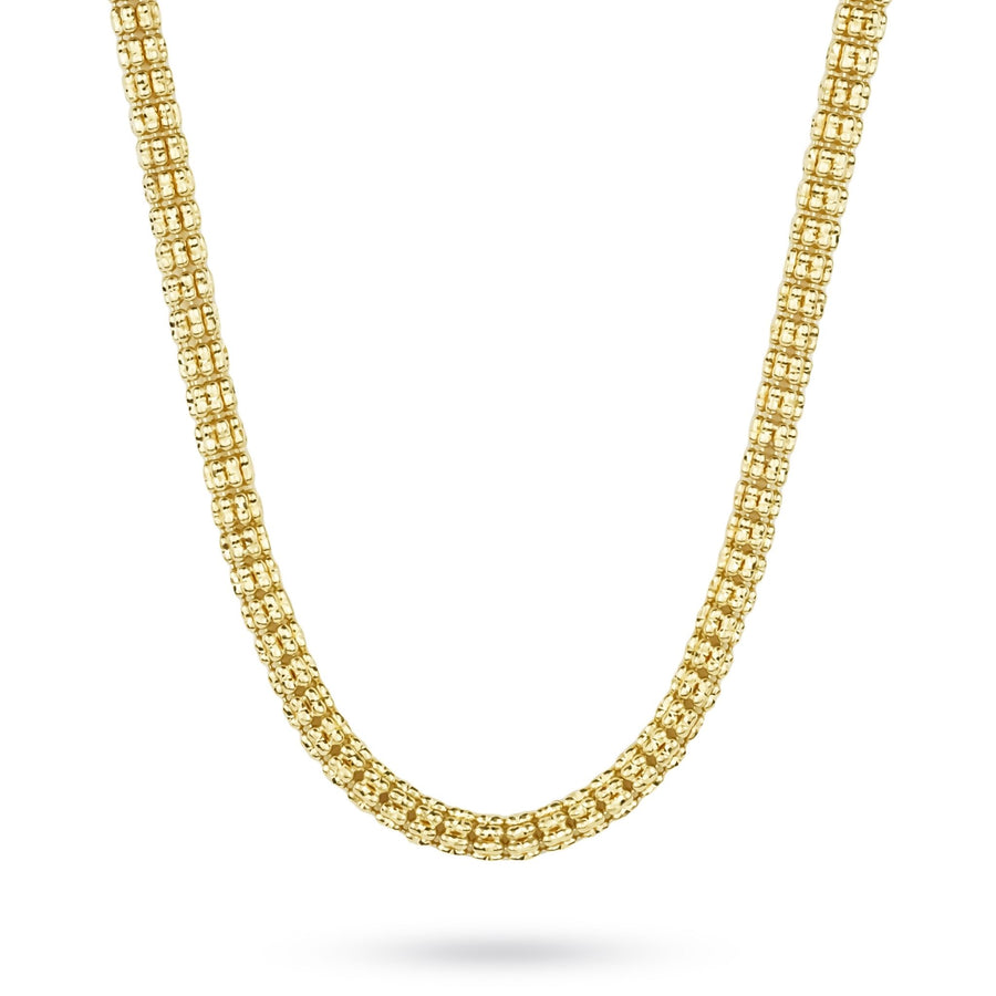 10k & 14k yellow gold solid classic ice chain necklace displayed on a white background.