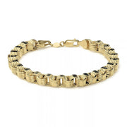10k yellow gold hollow Alexander Byzantine chain link bracelet on a plain white background.