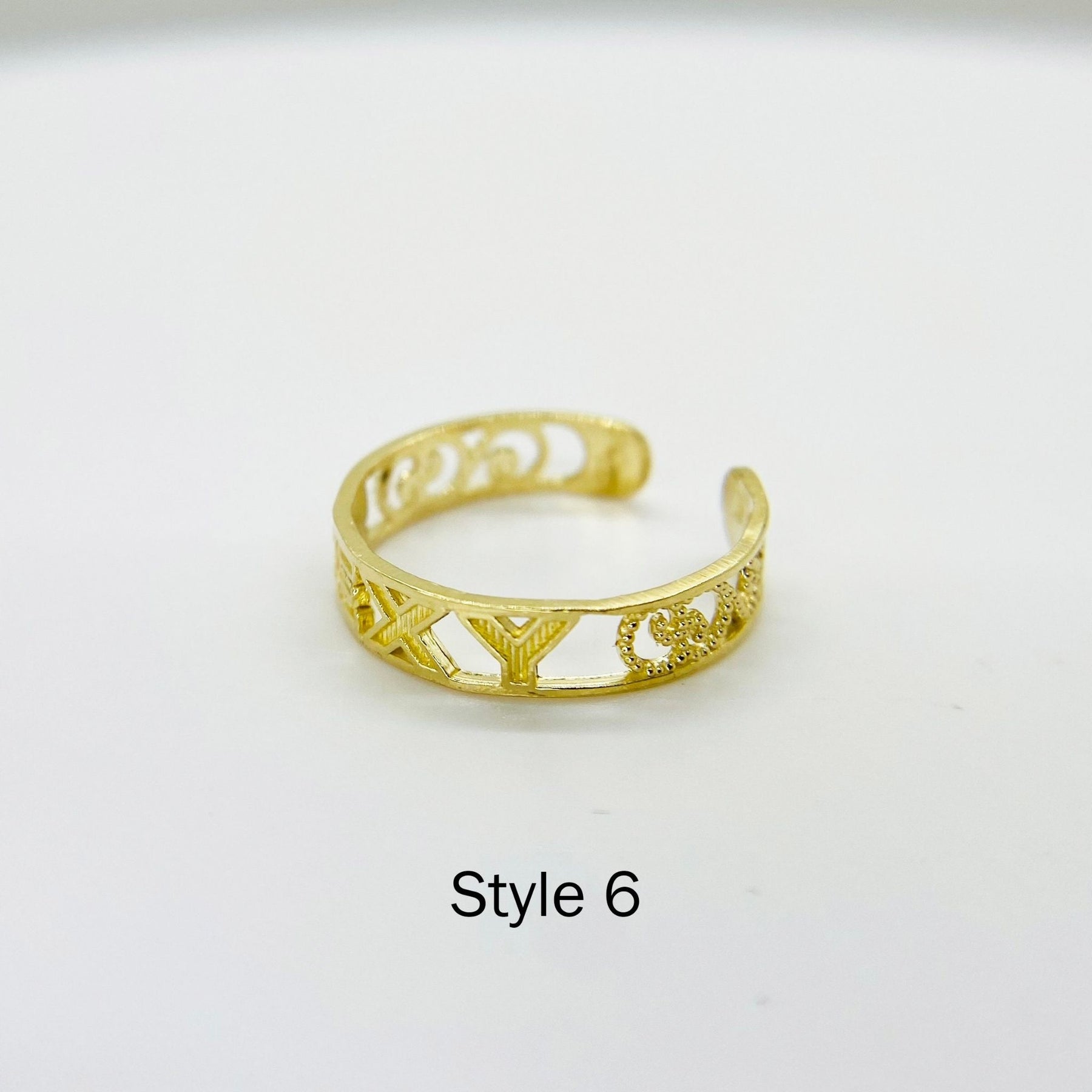 10k Gold Assorted Dainty Toe Ring with letter x and y design