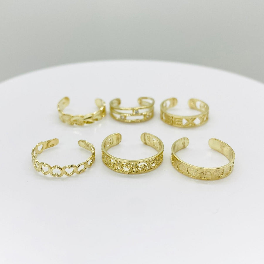 Set of 10k Gold Assorted Dainty Toe Ring
