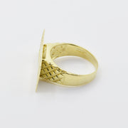 10k Gold ring with a Hundred Dollar Bill design side view.