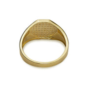 Inside band and back view of men's 10k gold hexagon signet ring.