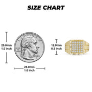 10k gold bling square signet rollie ring size chart comparing dimensions to a US quarter.